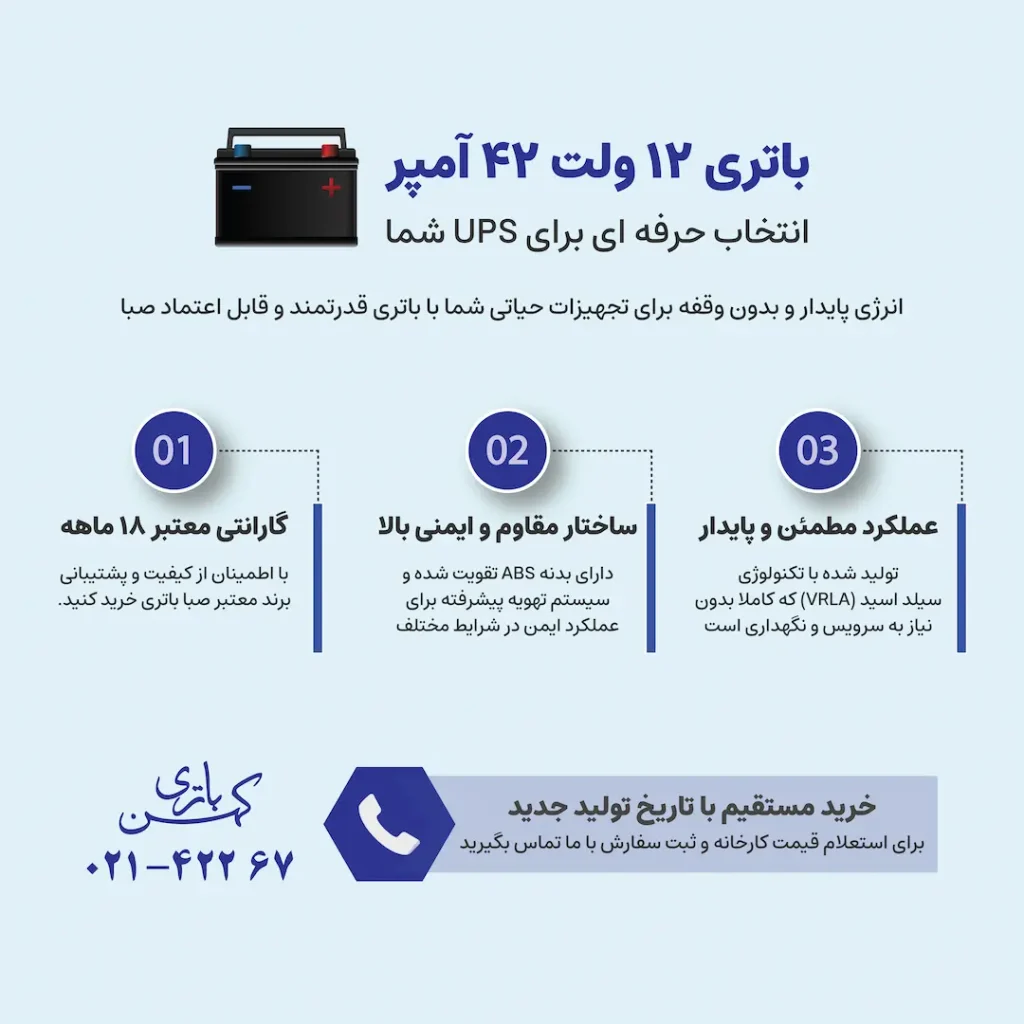 باتری 12 ولت 42 آمپر صبا