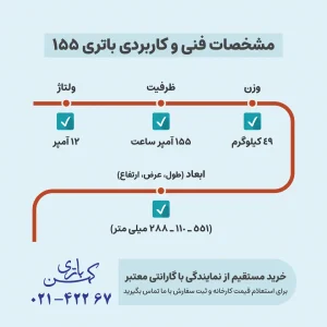 مشخصات فنی و کاربردی باتری 155 آمپر صبا