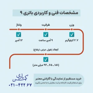 مشخصات فنی و کاربردی باتری 9 آمپر صبا